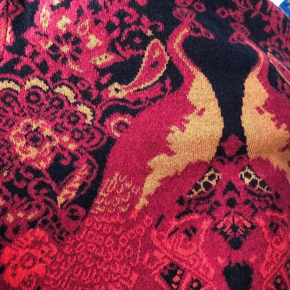 Stunning Vintage Cooi Knit Nordic Fringe Cropped Boho Cardigan Sweater Bohemian - Picture 7 of 9